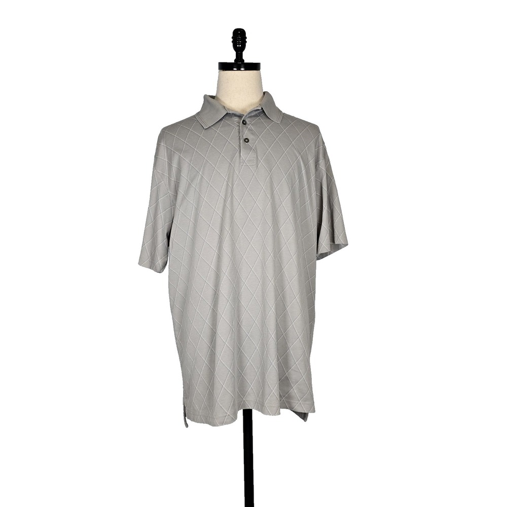 Foundry Supply Mens 2XLT Tall Fit Polo Shirt Collar Short Sleeve Gray Diamond